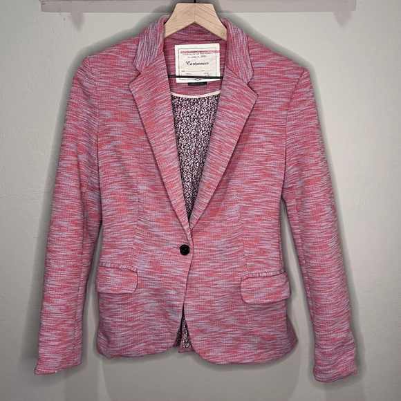 Cartonnier Jackets & Blazers - Anthropologie Blazer Jacket Cartonnier Pink Tonal Floral Inside Coat Cottagecore